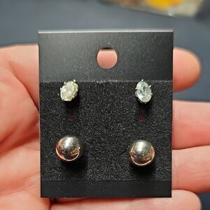 Silver and Crystal Stud Earrings